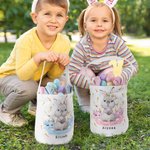 Personalisierter Niedlicher Osterhase Korb mit Namen und Hasenohren Wiederverwendbare Eimertasche Eiersuche Ostern Geschenk für Jungen Mädchen
