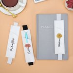 Personalised Birth Flower Elastic Leather Pen Case Holder Bookmark with Name Birthday  Stationery Supplies Gift for Bookworm Book Lover