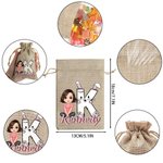 Personalized Cartoon Character Rabbit Chick Initial Drawstring Jute Treat Bag with Name Easter Party Favor Hunting Gift for Boys Girls