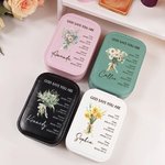 Personalised Bible Verse Birth Flower Bouquet Travel Jewellery Box with Name and Changing Color LED Makeup Mirror Birthday Wedding Gift for Women