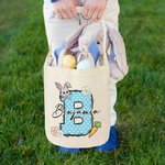Personalized Cute Easter Bunny Carrot Initial Basket with Name Easter Party Birthday Gift for Boys Girls