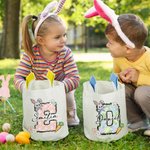 Personalized Cute Easter Bunny Carrot Initial Basket with Name Easter Party Birthday Gift for Boys Girls