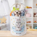Personalisierter Niedlicher Osterhase Korb mit Namen und Hasenohren Wiederverwendbare Eimertasche Eiersuche Ostern Geschenk für Jungen Mädchen