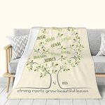 Personalised Family Tree Soft Blanket with 2-20 Names Birthday Mother's Day Gift for Family