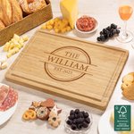 Personalised Initial Name FSC Bamboo Engraved Charcuterie Chopping Board with Juice Groove Wedding Housewarming Gift for Family