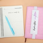 Personalised Birth Flower Elastic Leather Pen Case Holder Bookmark with Name Birthday  Stationery Supplies Gift for Bookworm Book Lover