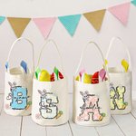 Personalized Cute Easter Bunny Carrot Initial Basket with Name Easter Party Birthday Gift for Boys Girls