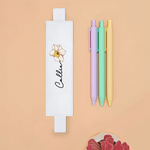 Personalised Birth Flower Elastic Leather Pen Case Holder Bookmark with Name Birthday  Stationery Supplies Gift for Bookworm Book Lover