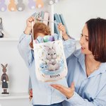 Personalisierter Niedlicher Osterhase Korb mit Namen und Hasenohren Wiederverwendbare Eimertasche Eiersuche Ostern Geschenk für Jungen Mädchen
