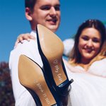 Personalized Groom Bridal Shoes Vinyl Decal Sticker with Name Date and Heart Multicolour Available Wedding Day Accessories for Couple