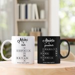 Gepersonaliseerde Family Forever Linked Together Kruiswoordraadsel 11 oz Keramische Mok met 2-8 Namen Verjaardag Housewarming Gift voor Moeder Oma