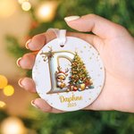 Ornamento di Natale in ceramica personalizzato con nome e anno dell'albero di Natale della renna iniziale Regalo di Natale decorativo per la famiglia e gli amici