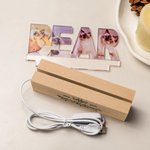 Personlig 3-7 Hund Katt Foton Namn LED Nattlampa med Träbas Heminredning Minnesmärke Sympati Minnesgåva för husdjursägare