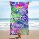 Serviette de plage personnalisée en microfibre à séchage rapide pour les vacances, les voyages et les anniversaires.