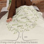 Personalised Family Tree Soft Blanket with 2-20 Names Birthday Mother's Day Gift for Family