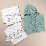 Personalized Faux Embroidered Dad T-Shirt Sweatshirt Hoodie with Est Year and Kid Names Father's Day Birthday Gift for Him