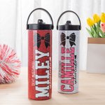 Personalisierte Glitter-Schleife Cheerleader 590ml Tragbare Sport Wasserflasche mit Namen Text Cheerleading Geschenk für Cheerleader