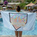 Personalized Baseball Ice Cream Quick Dry Oversized Microfiber Beach Towel with Name Number Travel Essential Birthday Gift for Women Baseball Lovers