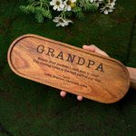 Personalized Empty Your Pockets Wooden Catchall Tray with Engraved Title and Name Desktop Storage Organizer Father's Day Birthday Gift for Men