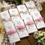 Personalized For Your Happy Tears White Pearlescent Set of 4 Rose Wedding Tissue Packs with Couple's Name and Date Wedding Party Favor Gift for Guests