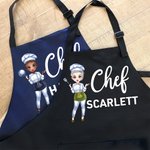 Personalized Cartoon Woman Character Chef Adjustable Baking Apron with Name Birthday Gift for Chef Cooking Enthusiast