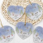 Personalized First Christmas Cute Bunny Ceramic Ornament with Name Double-sided Printing Tree Decor Holiday Party Gift for Newborn