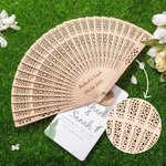 Personalized Sandalwood Folding Fans with Engraved Text Set of 6 Wedding Party Gift for Bride Bridesmaid