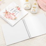 Personalised Floral Peter Rabbit Spiral Christening Guest Book with Clear PVC Linen Cover and 80 Blank Pages Baptism Memory Gift for New Parents