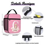 Personalisierte Mehrfahrbige Niedliche Waldtier Isolierte Lunchtasche mit Namen Netz-Seitentasche Schulanfang Picknick Geburtstag Geschenk für Kinder