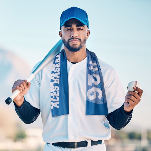 Personalized Multicolour Baseball Design Super Absorbent Towel with Name Number and Text Birthday Sports Accessories Game Gift for Baseball Lovers