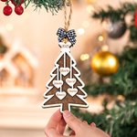 Ornement en Forme de Sapin Personnalisé avec Nom sur le Coeur Décoration Familiale en Bois Cadeau de Noël pour la Famille