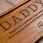 Personalized Empty Your Pockets Wooden Catchall Tray with Engraved Title and Name Desktop Storage Organizer Father's Day Birthday Gift for Men