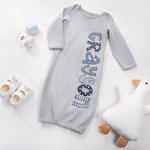 Personalized Colorful Floral Doodle Letter 100% Cotton Baby Sleeper Gown with Name Coming Home Outfit Baby Shower Birthday Gift for Newborns