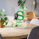 Personalized Floral Cartoon Graduate Initial Acrylic Plaque with Name Home Decor Birthday Graduation Gift for Graduates