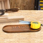 Personalized Empty Your Pockets Wooden Catchall Tray with Engraved Title and Name Desktop Storage Organizer Father's Day Birthday Gift for Men