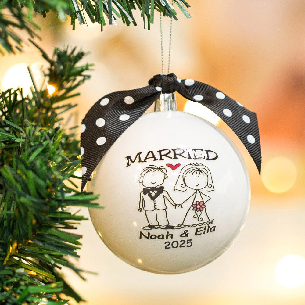 Pallina Albero Di Natale 40° Anniversario Matrimonio | Decorazione Metallica In Sacchetto Di Velluto