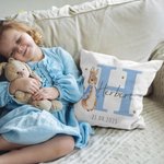 Personalised Multicolor Peter Rabbit Bunny Throw Pillow Cover with Name Nursery Decor Baby Shower Birthday Gift for Baby Kid