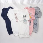 Personalized Colorful Floral Doodle Letter 100% Cotton Baby Sleeper Gown with Name Coming Home Outfit Baby Shower Birthday Gift for Newborns