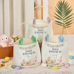 Personalized Cute Bunny Ears Bucket Bag Large Capacity Basket with Name Easter Hunting Party Gift for Kids