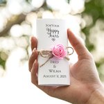 Personalized For Your Happy Tears White Pearlescent Set of 4 Rose Wedding Tissue Packs with Couple's Name and Date Wedding Party Favor Gift for Guests