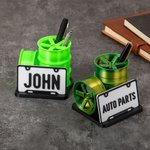 Personalised 3D Printed Stacked Wheel Licence Plate Design Partitioned Pen Holder with Text Desk Organizer Office Accessories Gift for Car Lovers