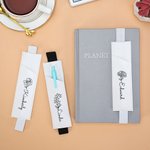 Personalised Birth Flower Name Leather Bookmark Band with Pen Pocket Reading Accessory Birthday Gift for Bookworms