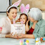 Personalized Cute Bunny Ears Bucket Bag Large Capacity Basket with Name Easter Hunting Party Gift for Kids