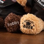 Personalisierter Niedlicher Absolventenhut Plüsch Teddybär mit Namen und Uni-Wappen Schule Abschluss Geschenk für Kinder Absolventen der Klasse 2025