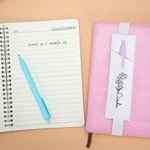 Personalised Birth Flower Name Leather Bookmark Band with Pen Pocket Reading Accessory Birthday Gift for Bookworms