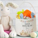 Personalized Cute Bunny Ears Bucket Bag Large Capacity Basket with Name Easter Hunting Party Gift for Kids