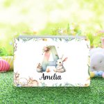 Personalized Watercolour Easter Bunny Egg Initial Food-grade Sweets Biscuit Biscuit Storage Tin with Name Festival Party Favors Gift for Kids Family