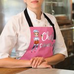 Personalized Cartoon Woman Character Chef Adjustable Baking Apron with Name Birthday Gift for Chef Cooking Enthusiast