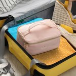 Personalised Simplicity Large Makeup Bag Embroidery Name Leather Cosmetic Bag Multiple Slots Travel Essentials Bridesmaid Shower Birthday Gift for Her