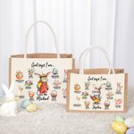 Personalized God Said I Am Cute Dream Job Bunny Bible Jute Tote Bag with Name and Canvas Pocket Easter Birthday Christian Gift for Kids